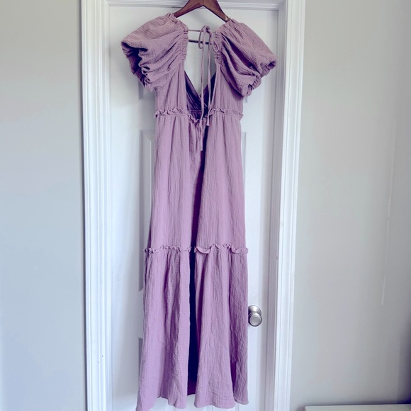 Listicle Purple Ruched Ruffled Maxi Sundress Size Small NWT - Picture 2 of 6